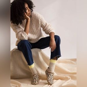 Laidbacklondon Fuyu Crochet Sheepskin Slipper Boots Leopard Size 38/ 7
